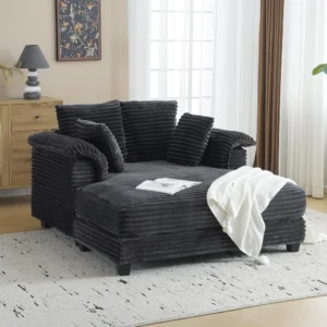 Lounge Chair,Oversized Reading Chair Corduroy Sofa Recliner Bed Upholstered Comfy Sleeper Couch with Throw Pillows and Armrests