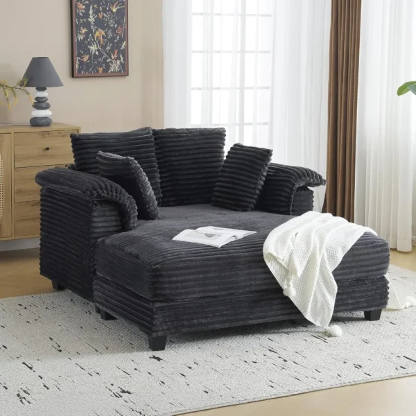Lounge Chair,Oversized Reading Chair Corduroy Sofa Recliner Bed Upholstered Comfy Sleeper Couch with Throw Pillows and Armrests