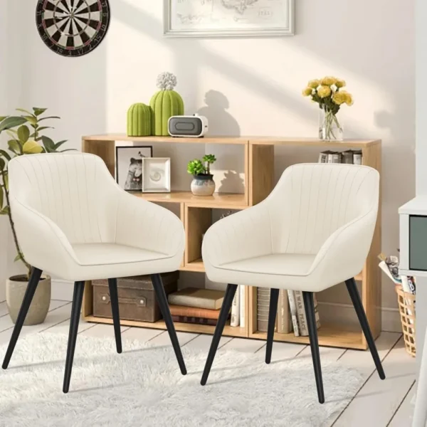 Faux Leather Accent Chair Arm Chairs Living Room Chairs Leisures Chair Upholstered Chair with Metal Legs Set of
