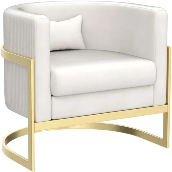 Velvet Accent Chair Modern Barrel Chair with Gold Legs Upholstered Armchair for Bedroom Living Room Sofa Chair Club Side Chairs - Image 6