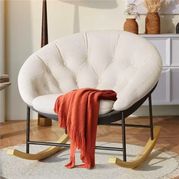 Rocking Chair Nursery, Modern Upholstered Nursery Rocking Chairs with Cozy Cushion, Comfy Glider Rocking Chair Indoor
