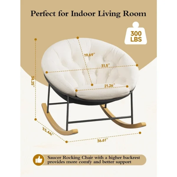 Rocking Chair Nursery, Modern Upholstered Nursery Rocking Chairs with Cozy Cushion, Comfy Glider Rocking Chair Indoor - Image 2